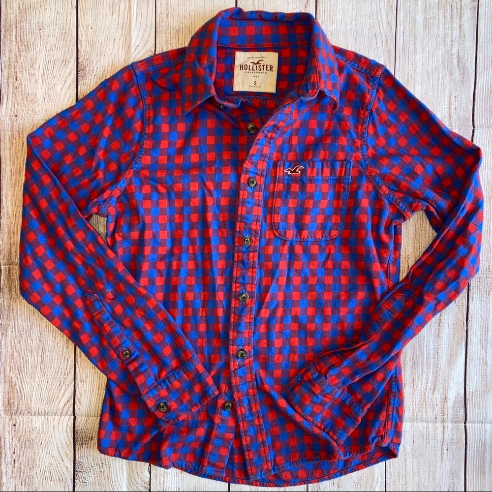Hollister Small Plaid Flannel Button Down Shirt